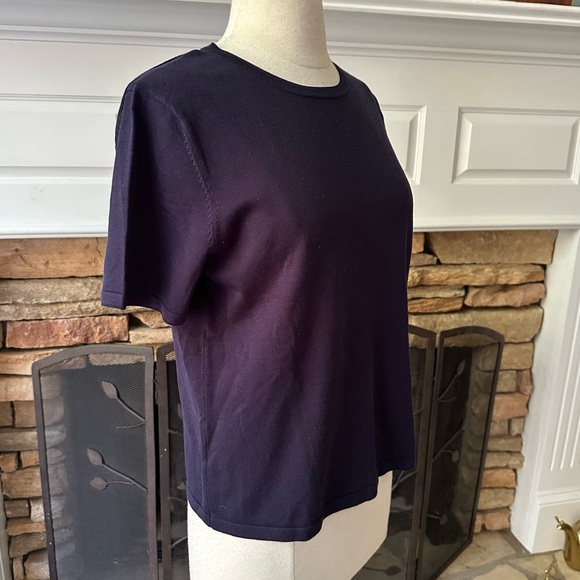 Pendleton navy blue Knit Blouse sweater silk blend size small - Picture 3 of 5